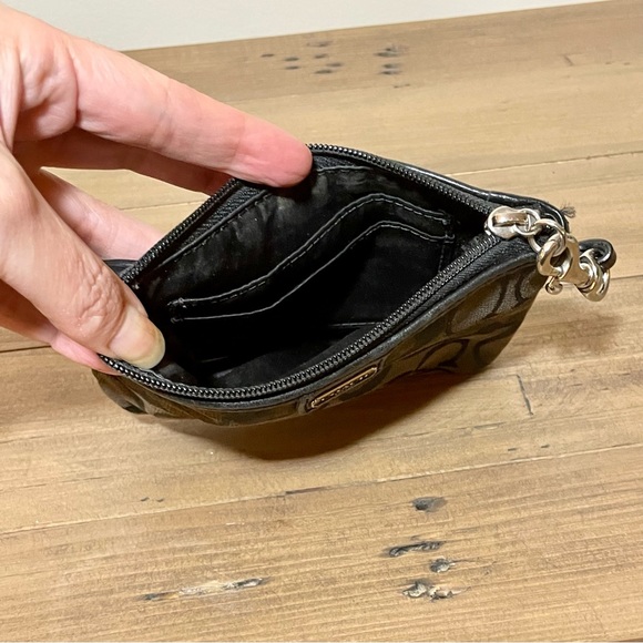 Coach logo cloth and leather wristlet coin purse. Great used condition. - Picture 4 of 4
